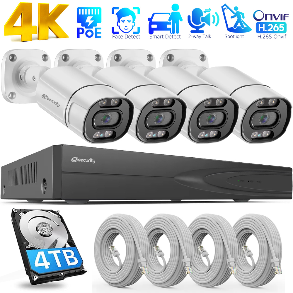 Smart Home Outdoor Camera - 4K PoE Security Camera System 4CH