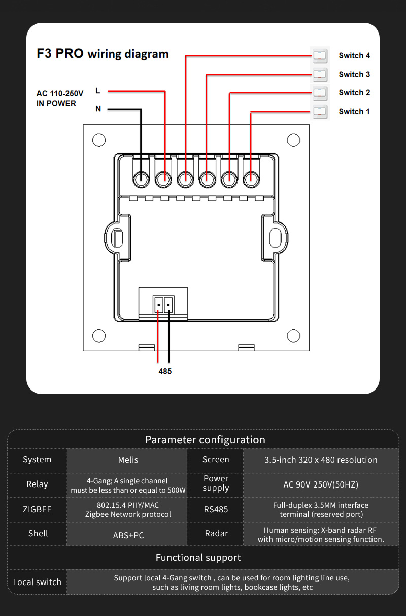 F3 Pro 3.5 Inch IPS Touch Pane - огляд і ціна Smart Home Zigbee